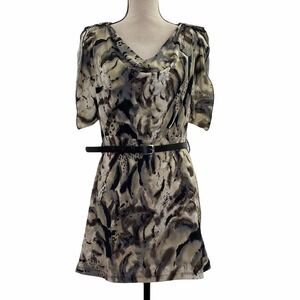 J.t.b Cowl Neck Belted Printed Dress Size Large